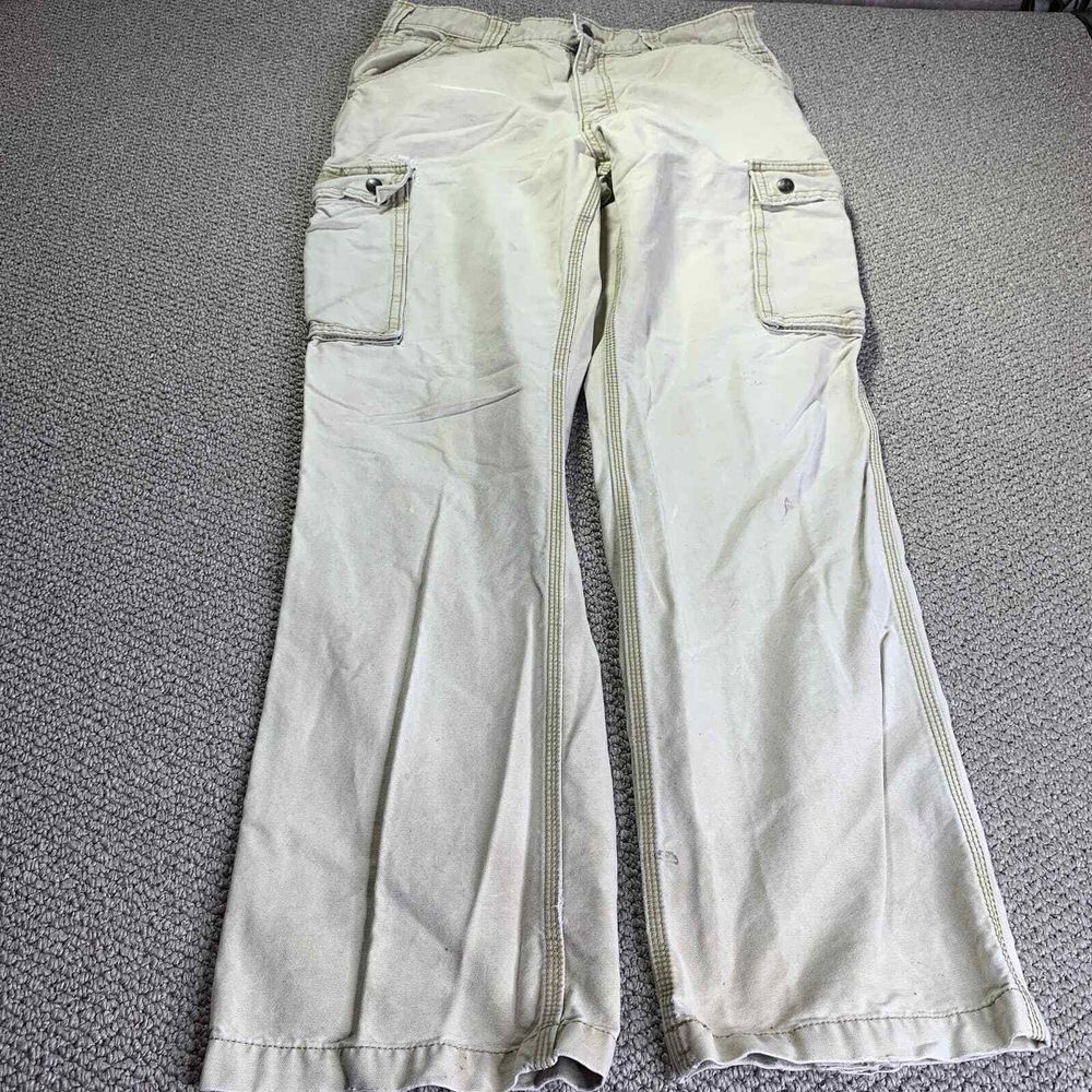 Carhartt Mens Pants Size 34x34 Beige Cargo Relaxed Fit Straight Leg Pockets*